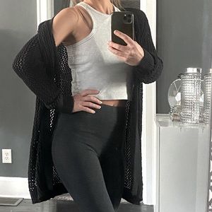 INC International Concepts Black Open-Knit Cardigan